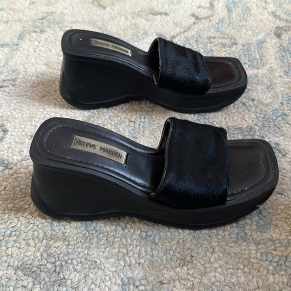 Excellent condition STEVE MADDEN Y2K platform sandals with horsehair strap - Picture 4 of 4